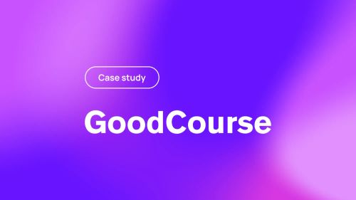 The GoodCourse wordmark with a pill that says "case study" on a gradient background.
