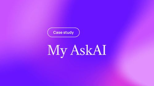 Purple gradient title card with text Case study and My AskAI