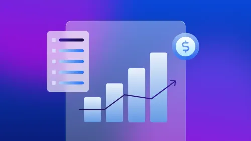 A checklist overlaid on a bar graph with a dollar sign.