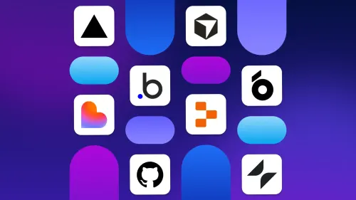 An icon cloud with common app builder icons such as Bubble and Lovable