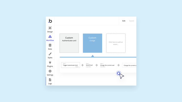 A screenshot of the workflows tab in the Bubble editor showing how to return data from custom events.