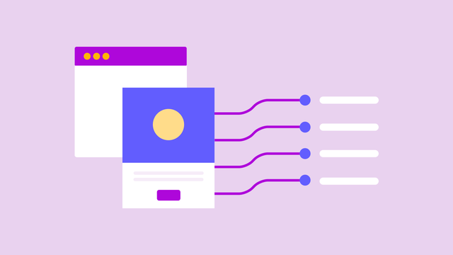A web app mockup with different features highlighted with callouts.
