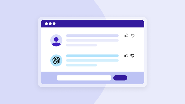 A mockup of a conversation between a user and an AI chatbot.