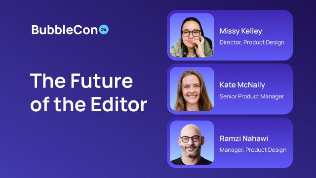 The Future of the Editor with Missy, Kate, and Ramzi's headshots and titles.