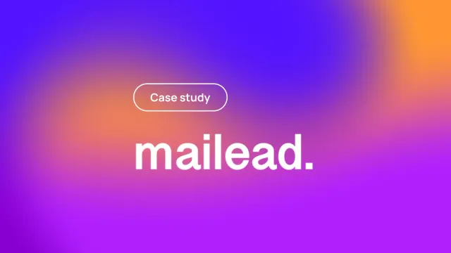 Case study graphic with gradient background and large white text mailead.