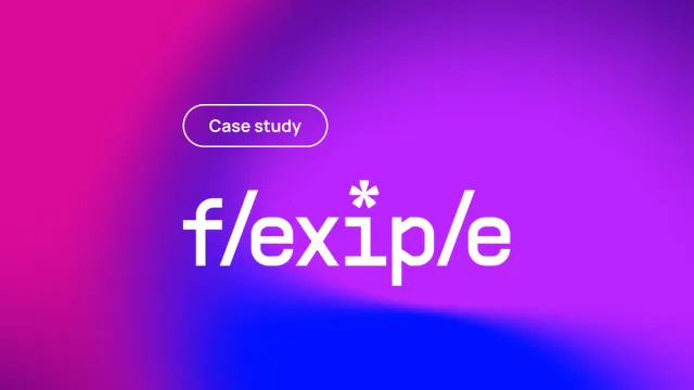 Flexiple logo with Case study label on pink and purple gradient background