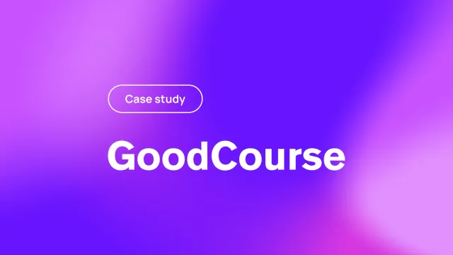 The GoodCourse wordmark with a pill that says "case study" on a gradient background.