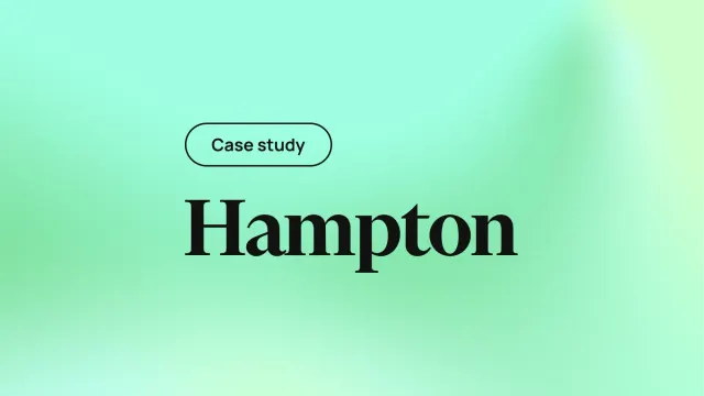 Hampton case study title on a green gradient background with a Case study label above the heading
