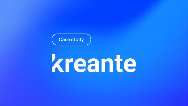 The Kreante wordmark with a pill that says "case study" on a gradient background.