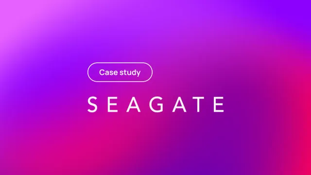 Seagate word with Case study button on purple-to-pink gradient background