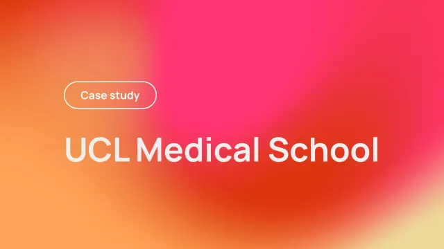 Case study title card with gradient background text UCL Medical School