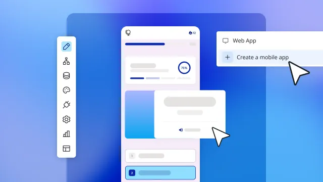 A mobile app being created in a visual editor