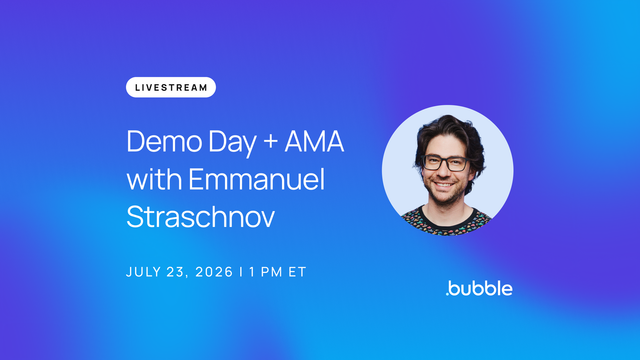 A graphic that says "Demo Day + AMA with Emmanuel Straschnov" and includes Emmanuel's photo