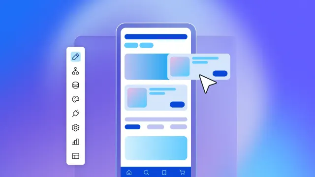 A mobile app being built with a visual editor