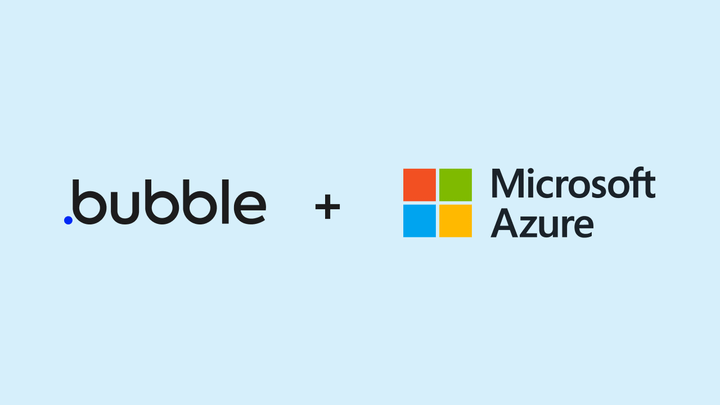 Bubble's logo, and plus sign, and Microsoft Azure's logo.