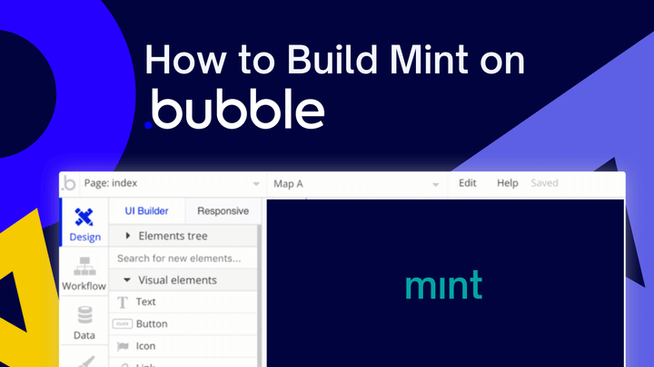 Bubble Editor with title, "How to Build Mint on Bubble."