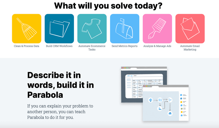Review of Parabola drag and drop workflow builder.