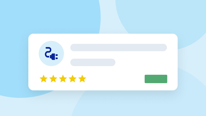 An illustration of an example plugin review with five stars.