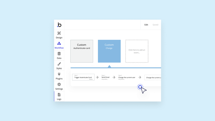 A screenshot of the workflows tab in the Bubble editor showing how to return data from custom events.
