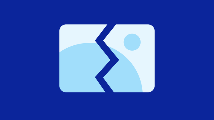 A broken image on a dark blue background.