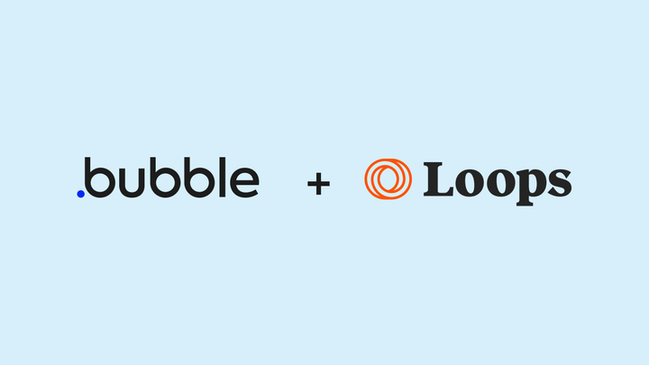 The Bubble logo + Loops logo on a light blue background