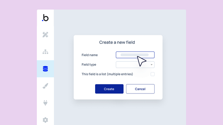 Adding a new field in the Bubble editor.
