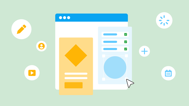 Two versions of a product screen on a web app. A cursor hovers over a component. 