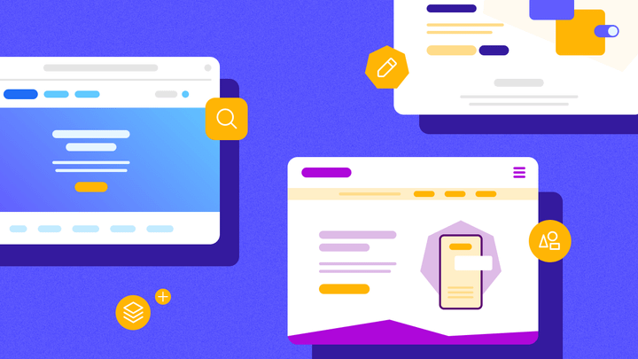 An assortment of SaaS websites showing different hero sections with floating icons.