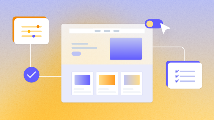 A web app with two different modules as visual callouts.