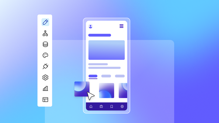 Designing a mobile app interface in the Bubble editor.