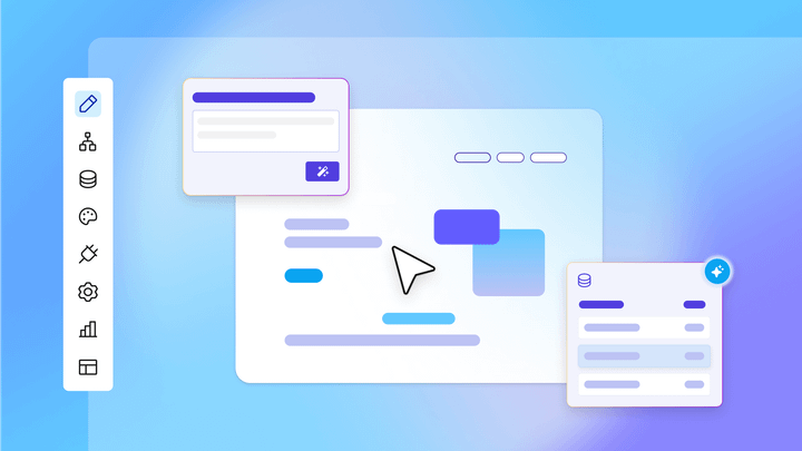 The Bubble editor, with a pop up to build a data type.