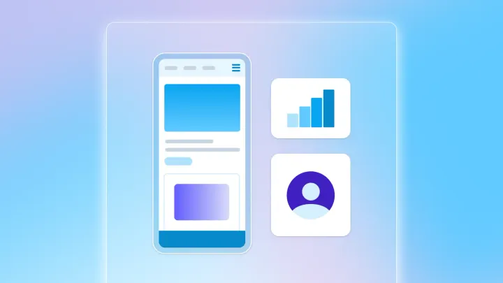 A mobile app with a chart and a user module beside it