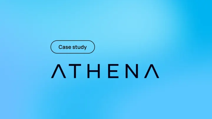 The Athenia wordmark with a pill that says "case study" on a gradient background.