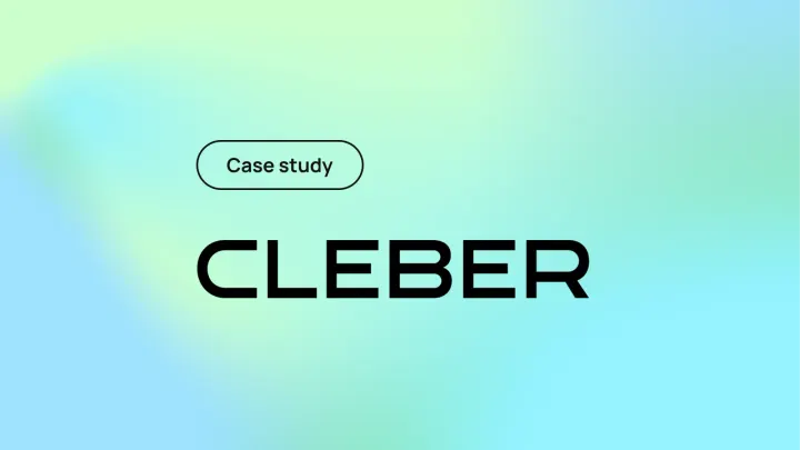 The Cleber wordmark with a pill that says "case study" on a gradient background.