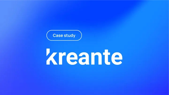 The Kreante wordmark with a pill that says "case study" on a gradient background.