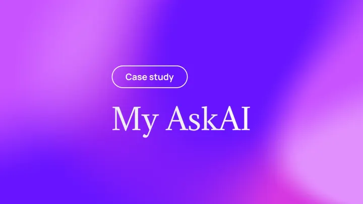 Purple gradient title card with text Case study and My AskAI