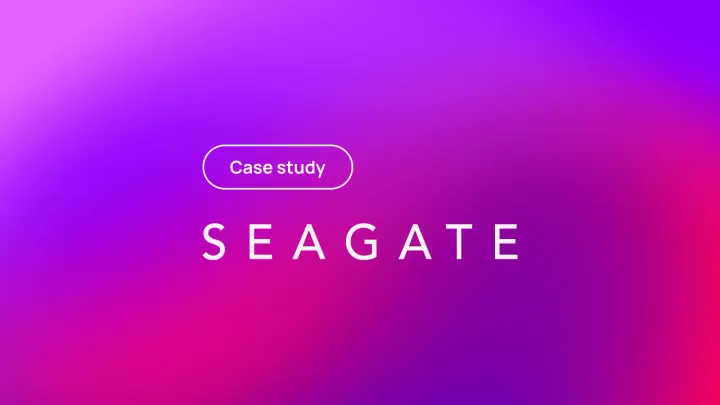 Seagate word with Case study button on purple-to-pink gradient background