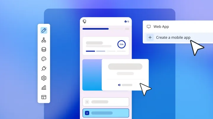 A mobile app being created in a visual editor