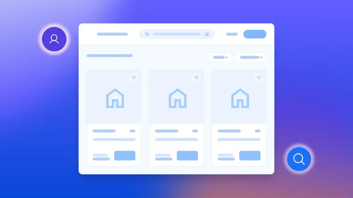 A property management website with three listings