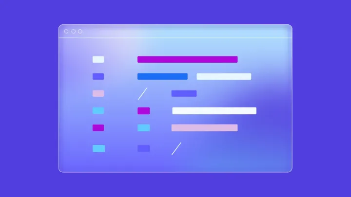 An abstract web app with different colored bars representing components that can be moved.