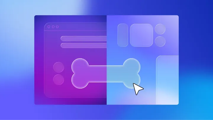 An app with the shape of a dog bone and other window components.