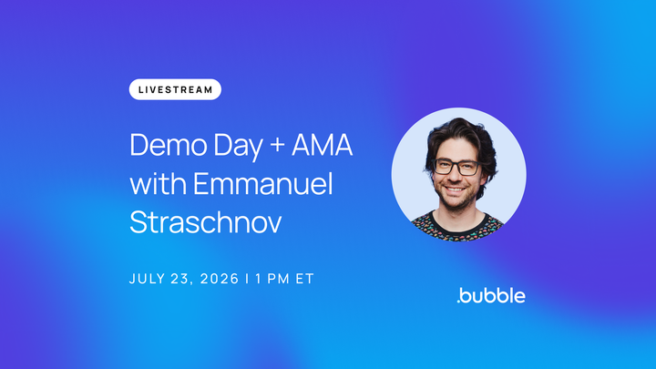 A graphic that says "Demo Day + AMA with Emmanuel Straschnov" and includes Emmanuel's photo