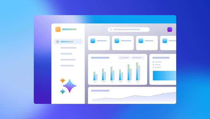 A dashboard mockup showing a section of charts and line graphs.