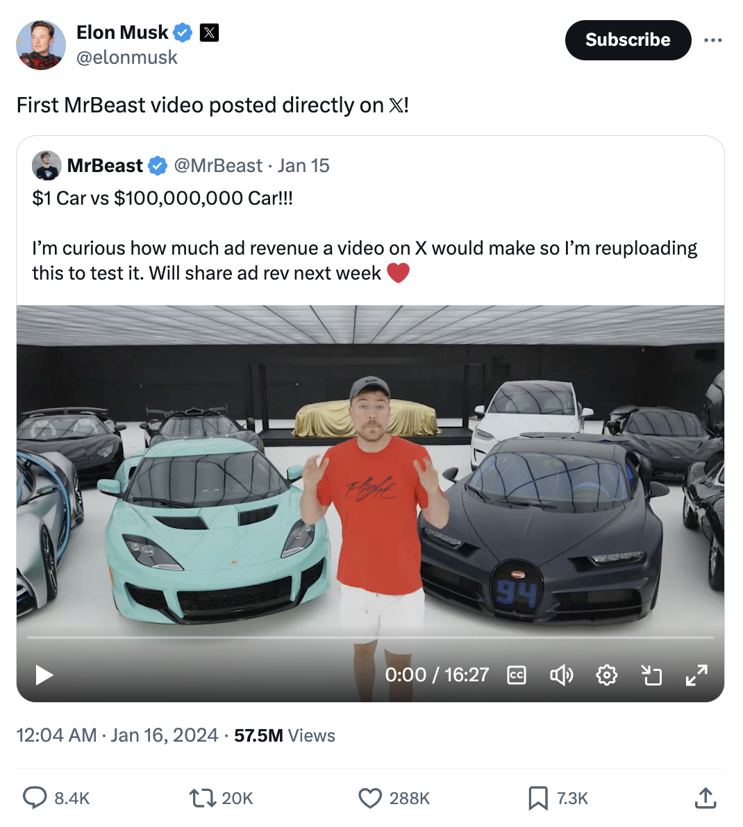 Twitter video length limit is increased for Premium Subscribers