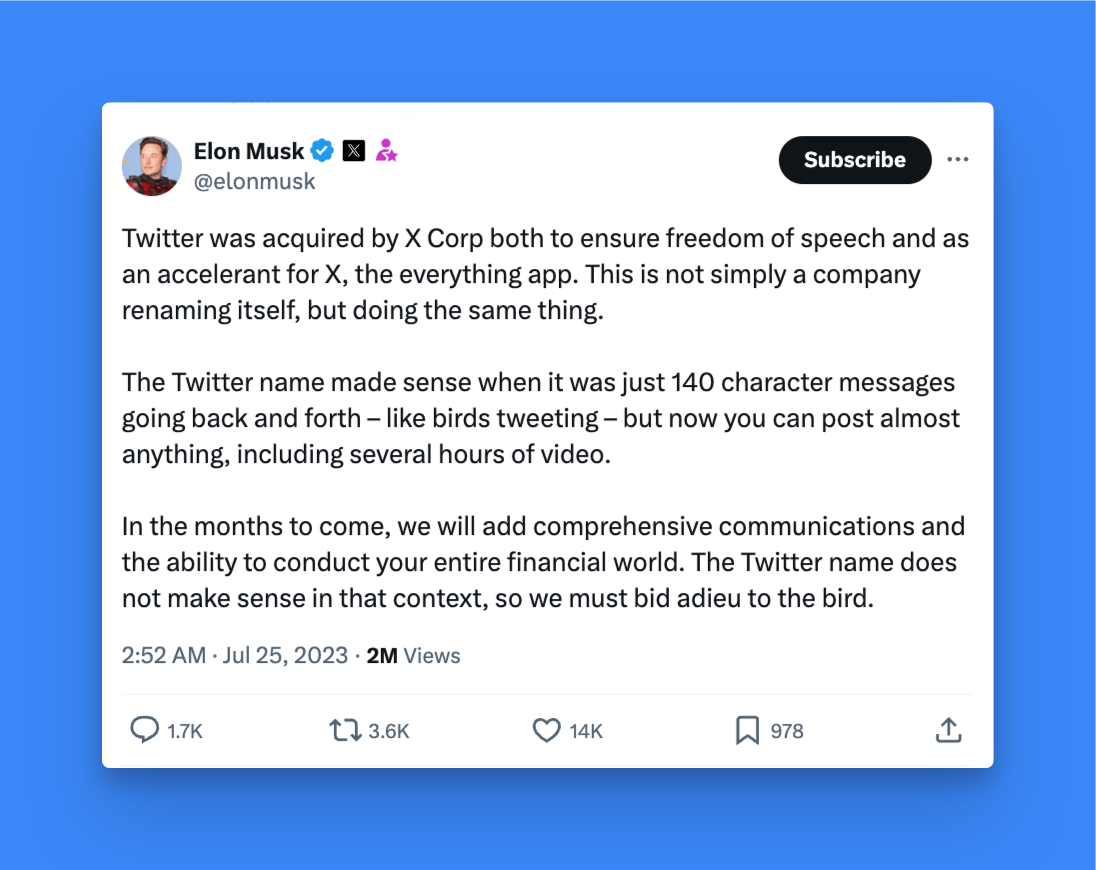 why twitter is now x