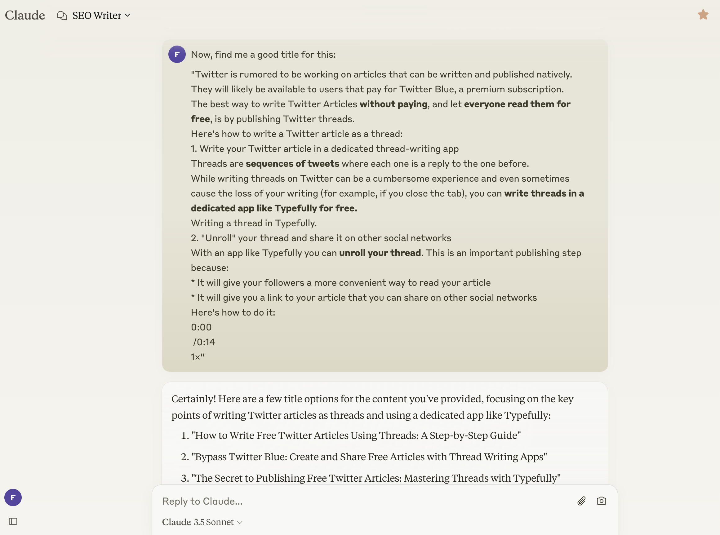 claude AI writing tool