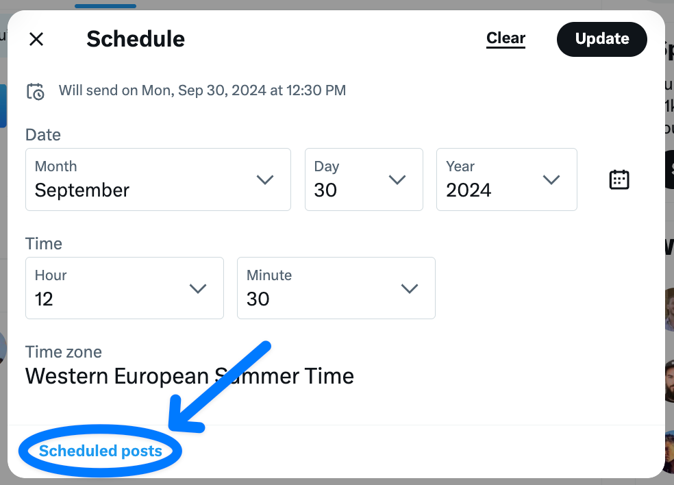 how to view scheduled twitter posts