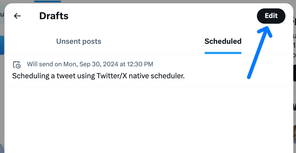 editing a scheduled tweet