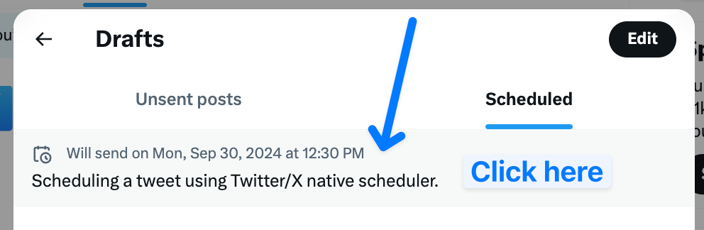 editing a scheduled tweet date and time