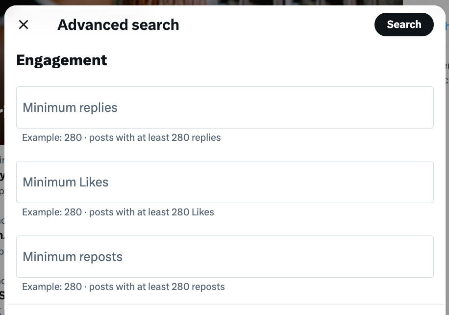 twitter advanced search by engagement